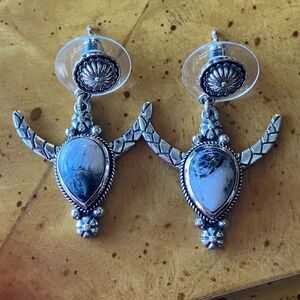 White Buffalo Turquoise Sterling Silver Earrings